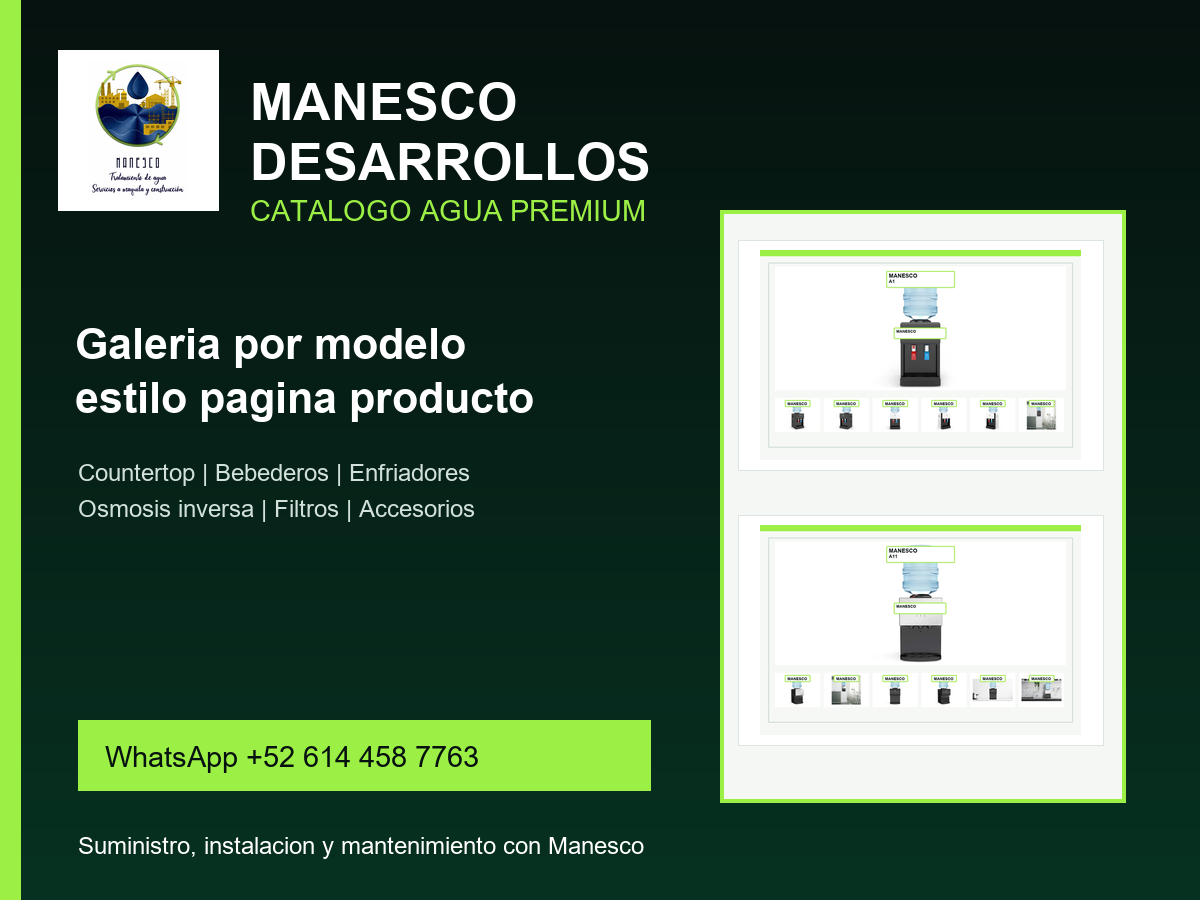 Portada Catálogo Manesco de equipos de agua premium