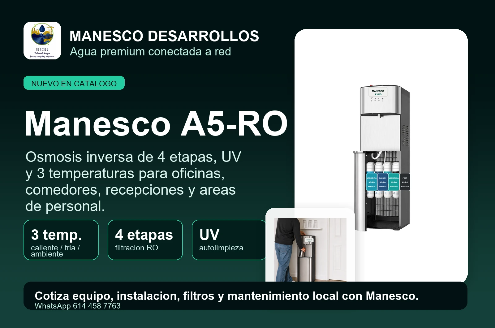 Aplicacion recomendada para Manesco A5-RO osmosis inversa sin garrafón